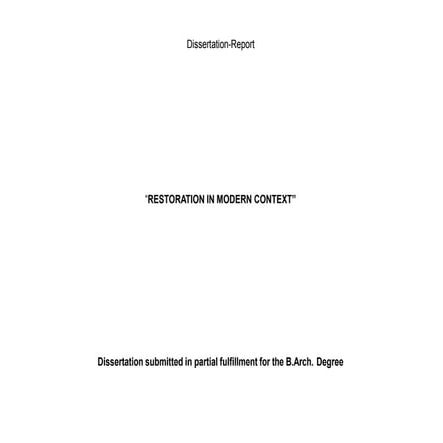 “RESTORATION IN MODERN CONTEXT” 
