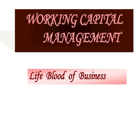 Final working capital important