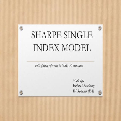 Sharpe Single Index Model