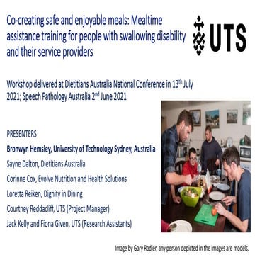 Co-Creating Safe and Enjoyable Meals Workshops 2nd June Speech Path Australia & 13 July Dietitians Australia