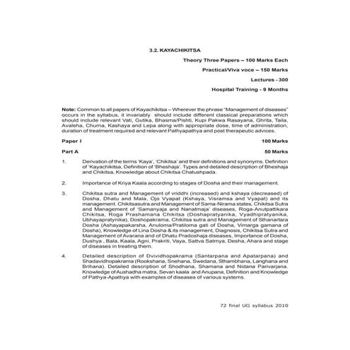 Final year syllabus for bams students