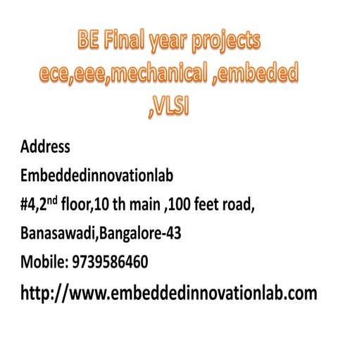 Final year ece projects in bangalore