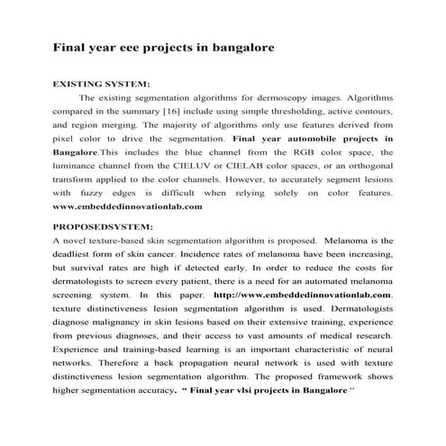 Final year embedded projects in bangalore