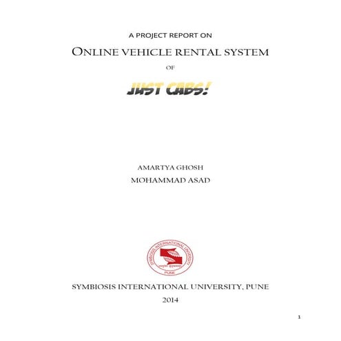 JUSTCABS - an Online Cab Reservation System (Final Year Project)