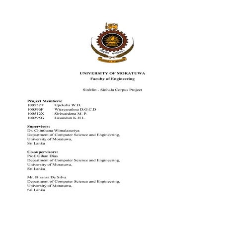 SinMin - Sinhala Corpus Project - Thesis