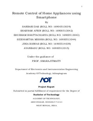 Final year report on remote control of home appliances via bluetooth
