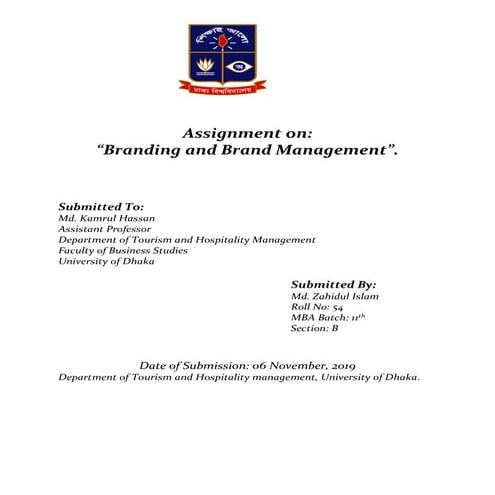assisgnment on branding and brand management 