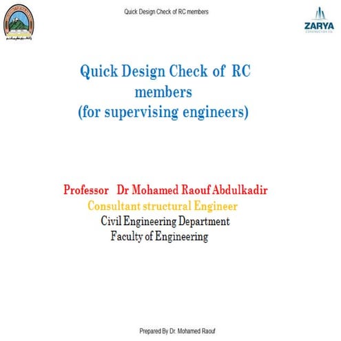 Quick design check of multi storey building 