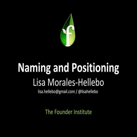 Founder Institute / Naming & positioning