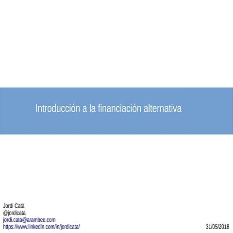 Introducción a la Financiación alternativa