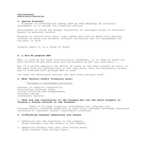 MBA Finance Interview questions