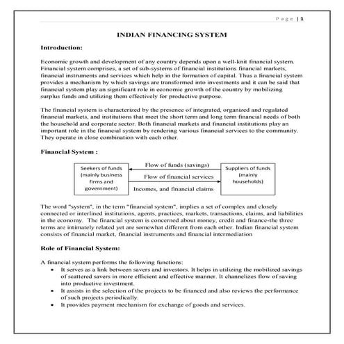 Financing system of india