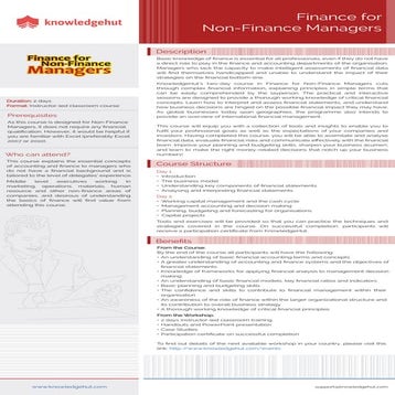 Finance for non finance managers