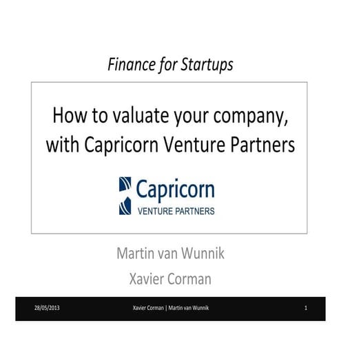 How to valuate your company, with Capricorn Venture Partners (Finance for Startups- part 1)