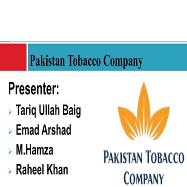 Pakiststan tabbaco coman tobacco company