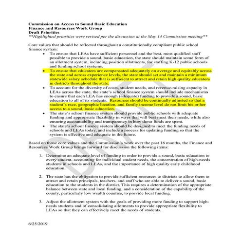 Finance draft recommendations June