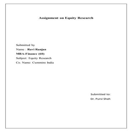 Equity Research on Cummins india