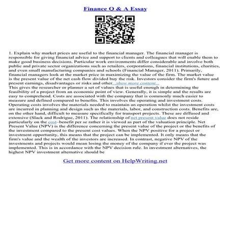Finance Essays | PDF
