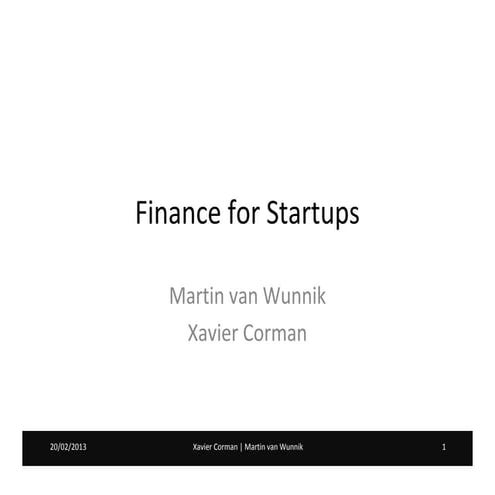Finance for startups - 2013 kick-off 