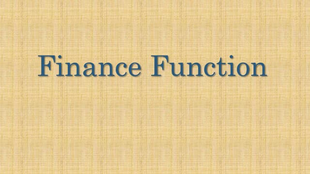 Finance Function PPT finance-function-ppt