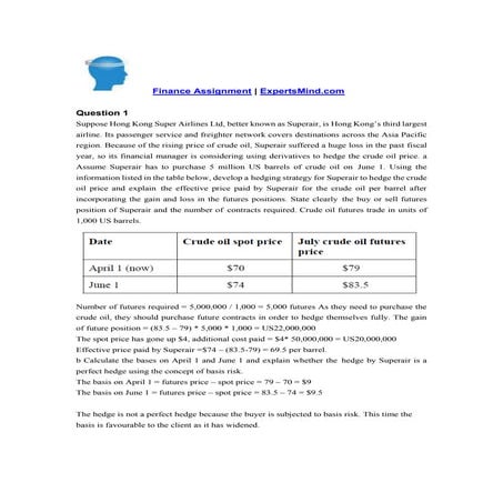 Sample Finance Assignment | ExpertsMind