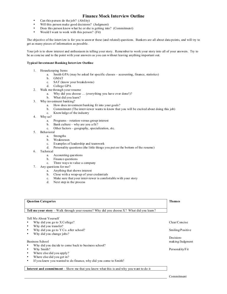 IB interview Outline