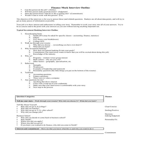 IB interview Outline