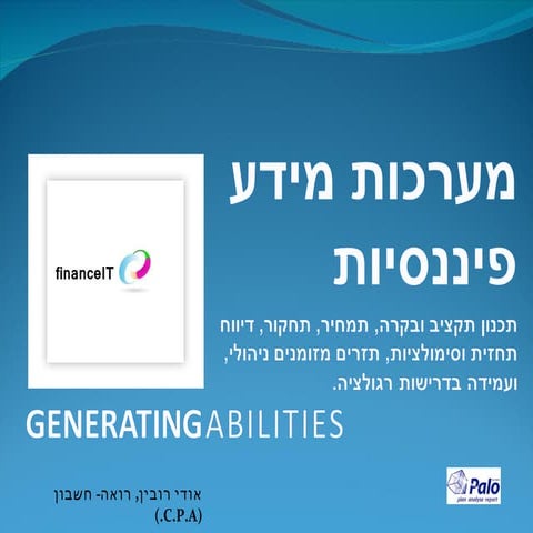 FinanceIT MIS DSS מערכות מידע ניהוליות תומכות החלטה