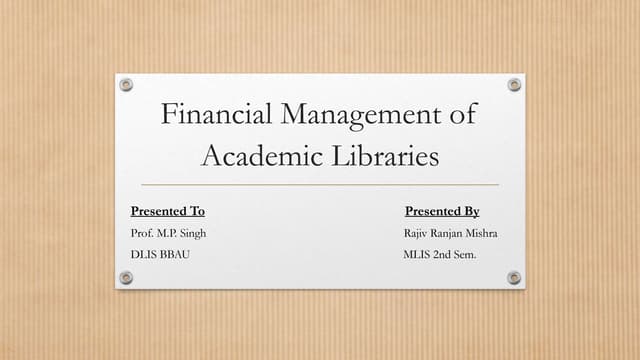 Finance management in academic library