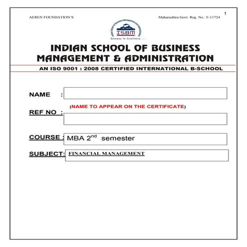 Finance managwment.WE PROVIDE ANSWER SHEETS. 9901366442 / 9902787224 / www.mb...