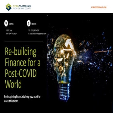 Re-building Finance for a Post-COVID World