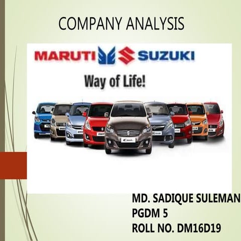 MARUTI SUZUKI COMPANY ANALYSIS