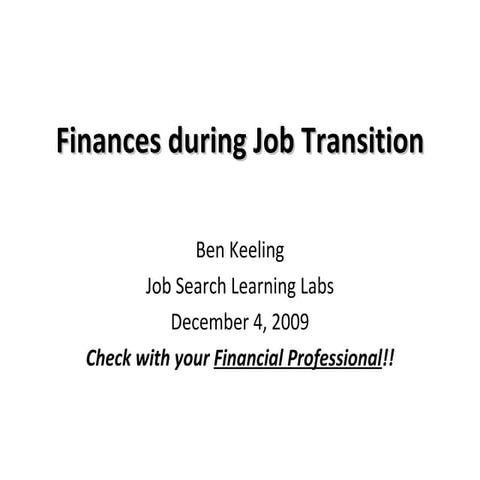 Finances During Job Transition