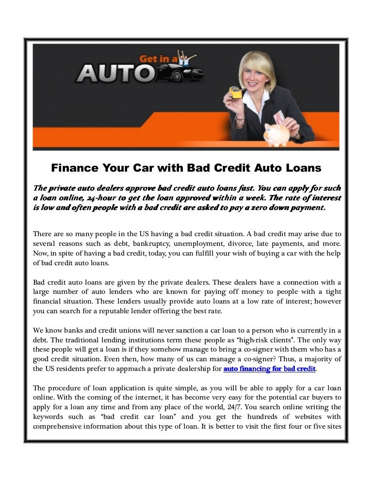 Finance Your Car with Bad Credit Auto Loans