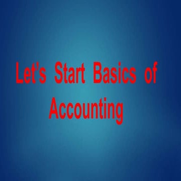Basics of Accounting