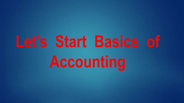 Basics of Accounting