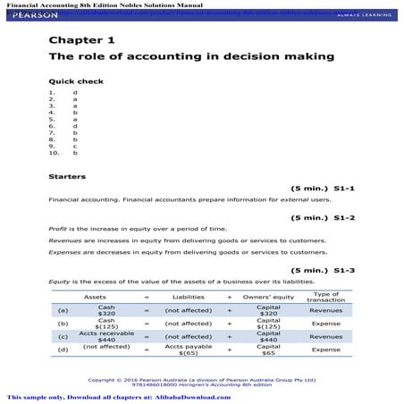 Financial Accounting 8th Edition Nobles Solutions Manual | PDF