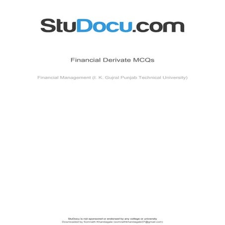 Financial derivate-mcqs
