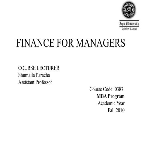 Financial  Statement Analysis  F F M
