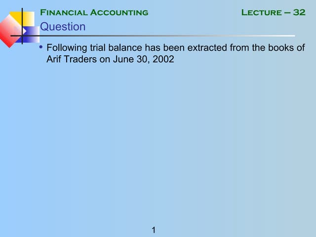 Financial accounting   mgt101 power point slides lecture 32