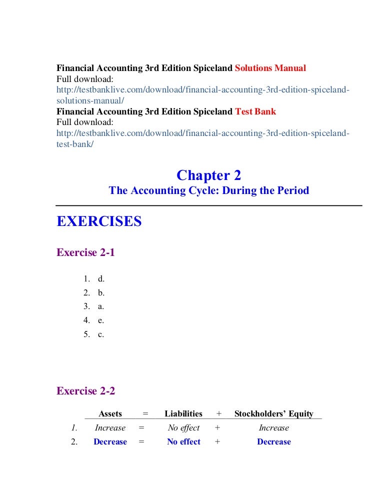 Financial Accounting 3rd Edition Spiceland Solutions Manual