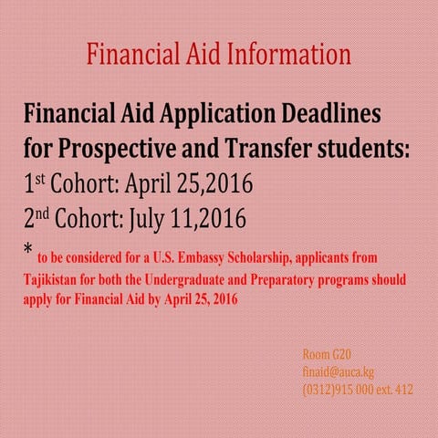 Financial aid information for AUCA