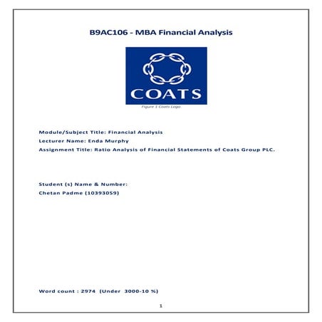 Financial Analysis Of Coats Group PLC