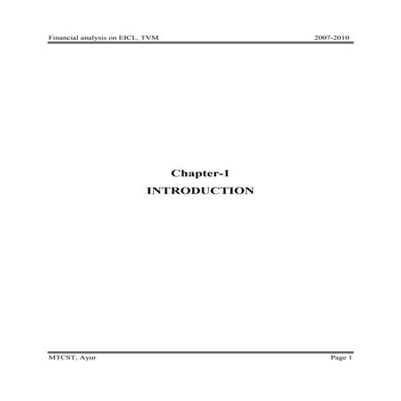 Financial analysis of eicl