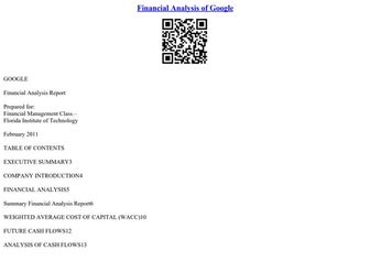 Financial Analysis Of Google