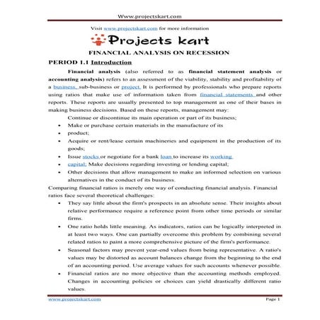 Financial Analysis on Recession Period at M&M Tractors