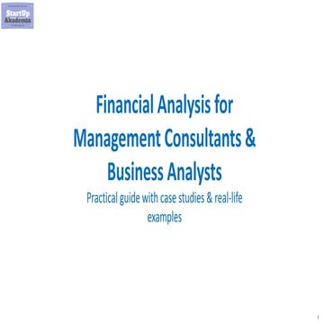 Financial Analysis for Management Consultants & Analysts