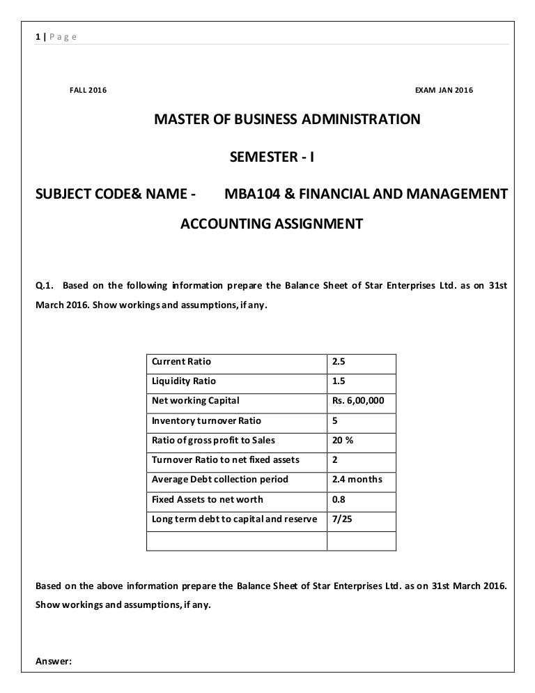 financial management assignment ums