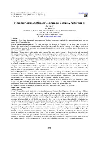 Financial crisis and omani commercial banks