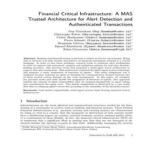 Financial critical infrastructure a mas trusted architecture for alert detect...